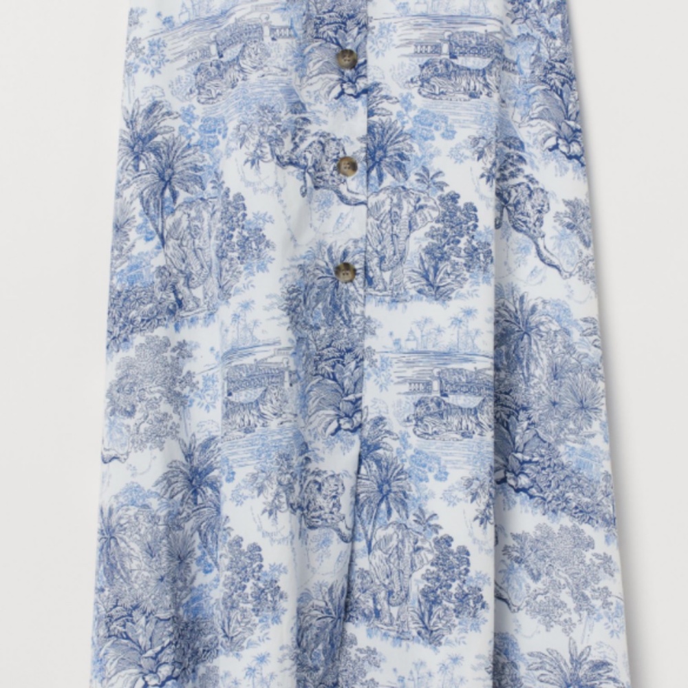H&M Button front Toile print midi skirt